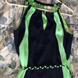 Navy blue and green long dress